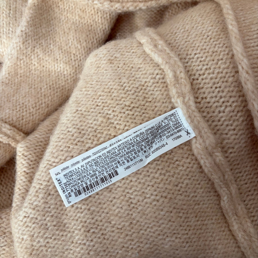 ZARA Alpaca Knit Midi Dress Light Tan Sand Coastal Blogger Favorite Medium