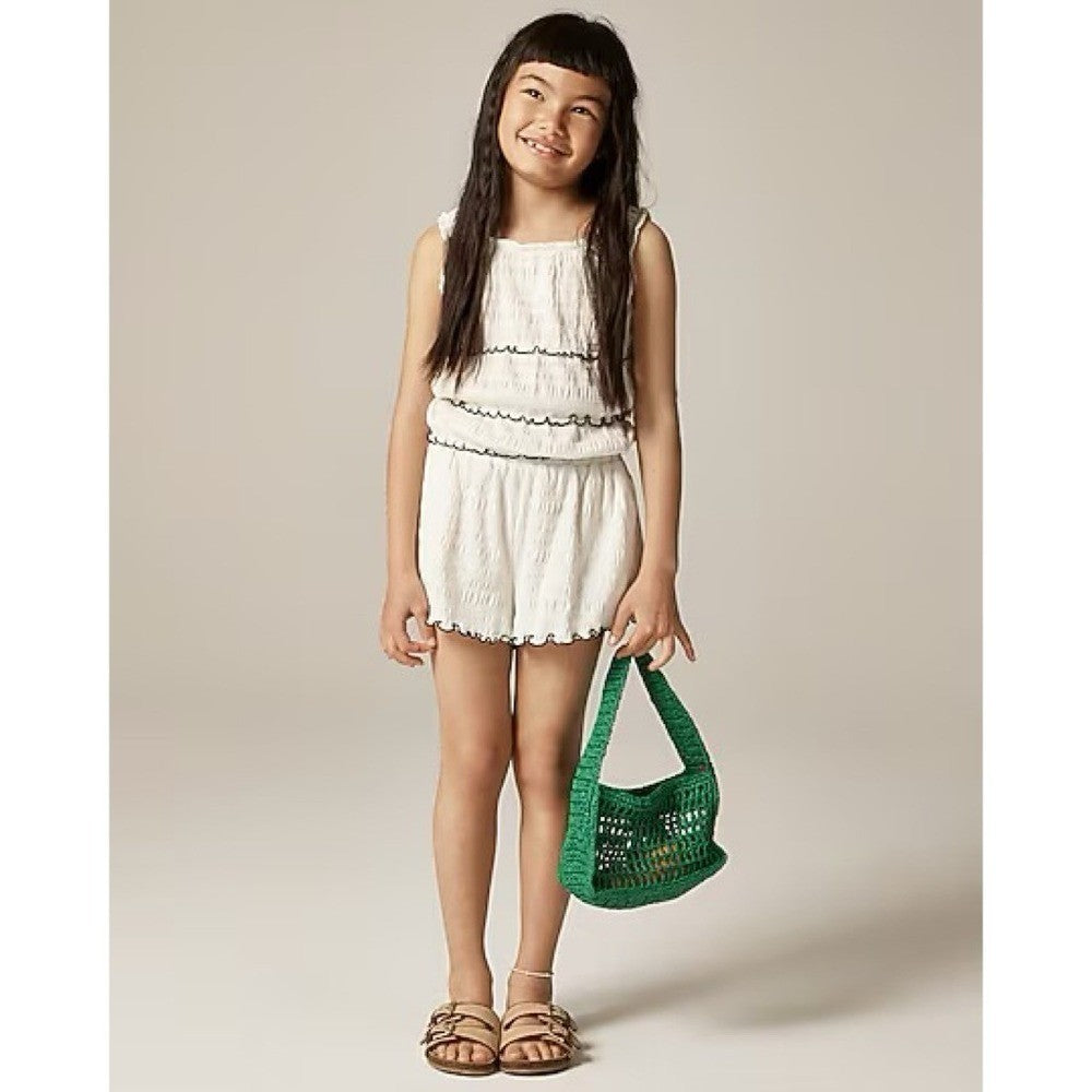 NWT!! Girl's J. CREW Crewcuts Smocked Lettuce-Edge Tank Crinkled Jersey Size 5