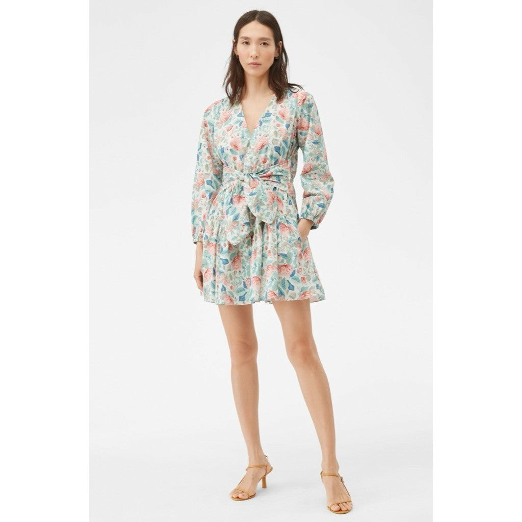 La Vie REBECCA TAYLOR Paint Garden Floral Dress Tie Waist Mini Spring Medium