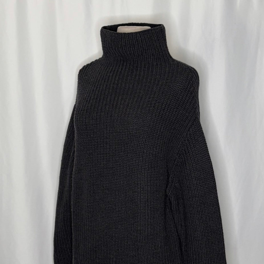 NEW!! Aritzia WILFRED Wool Shaker Knit Mock Neck Turtleneck Sweater Gray Small