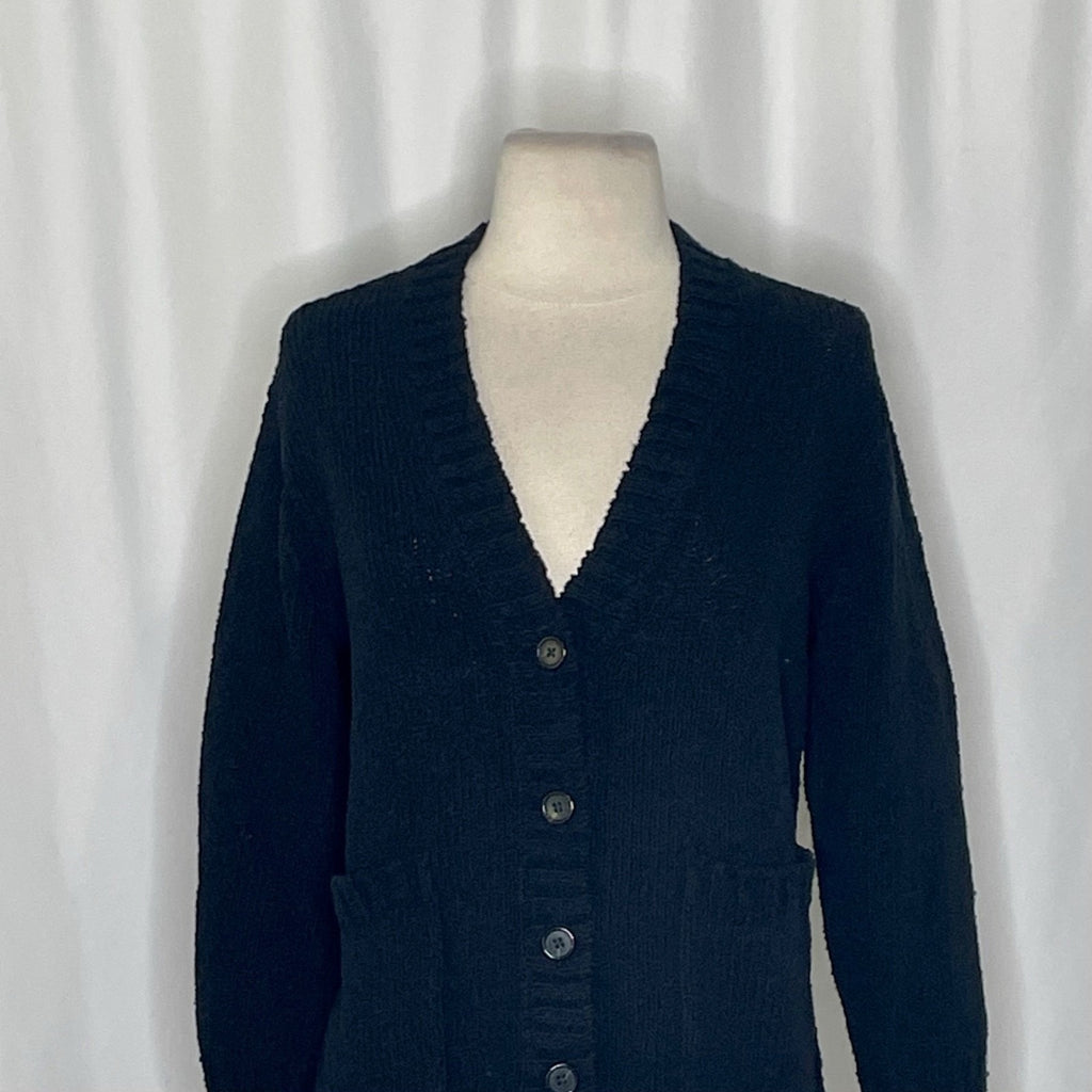 NWT!! J. CREW Marina V-Neck Cardigan Sweater Pockets Solid Black Preppy Medium
