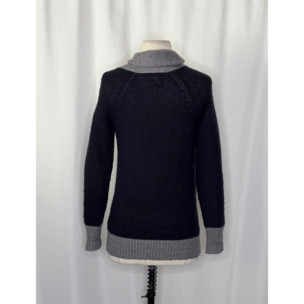 J. CREW Shawl Collar Boyfriend Cardigan Sweater Wool Mohair Navy Blue Gray XS