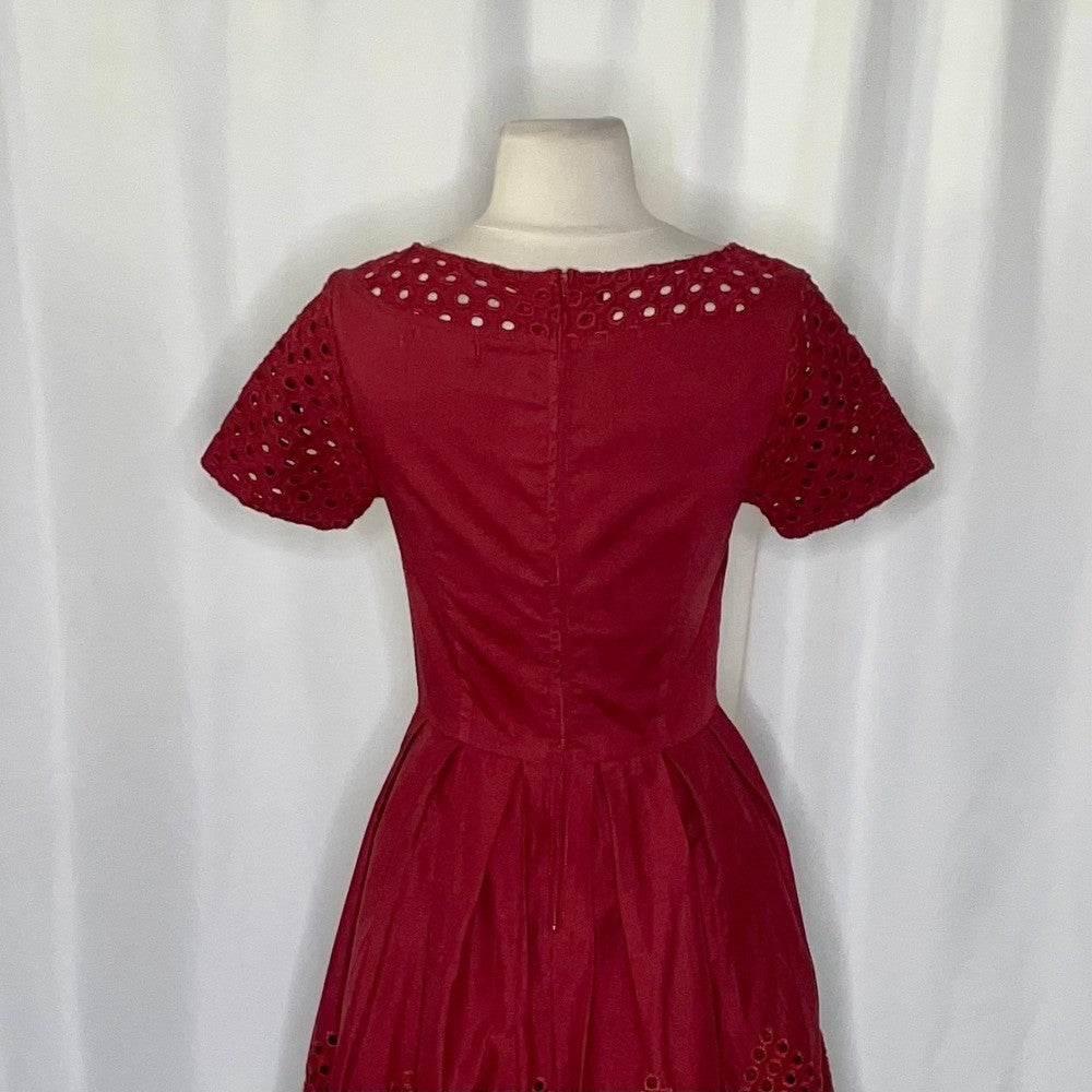 DEAR CREATURES Piper Berry Embroidered Dress Dark Red Embroidered X-Small