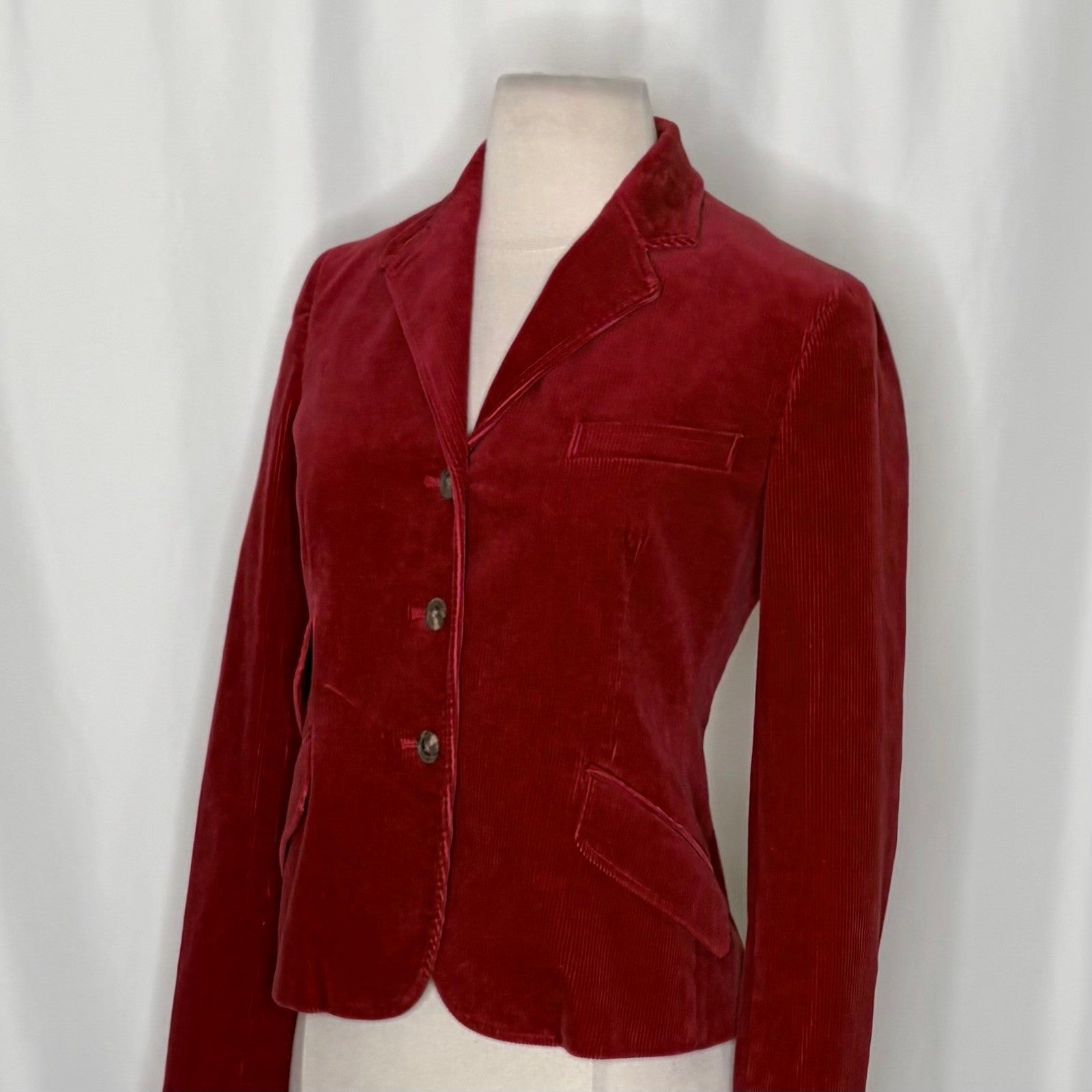 RALPH LAUREN BLUE LABEL Red Corduroy Blazer Jacket Preppy Academia Size 2