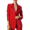 ALICE + OLIVIA Justin Velvet One Button Blazer Perfect Ruby Red Solid Satin 8