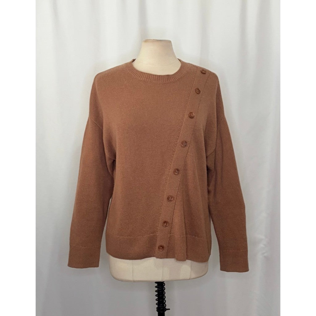 SUMMERSALT The Luxe Cashmere Wool Sweater Button Detail Knit Pullover Medium