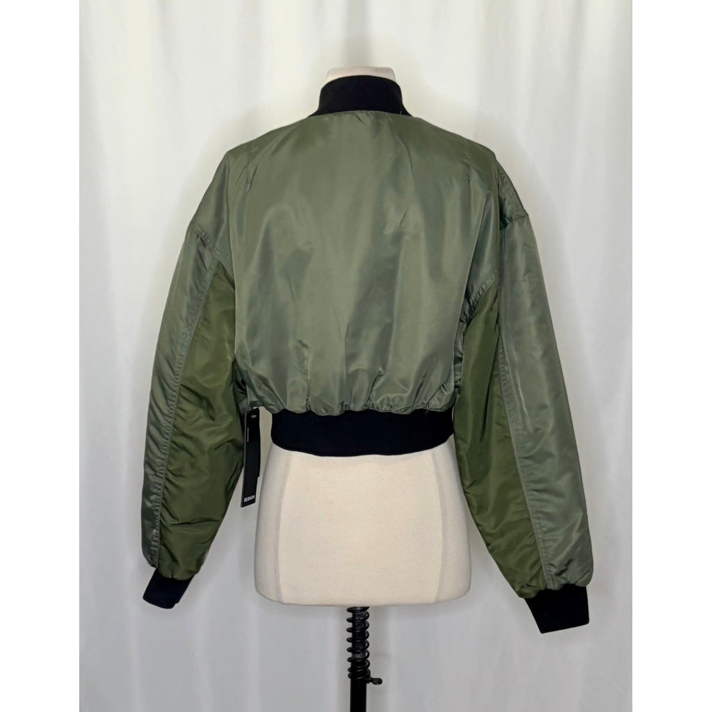 NWT!! Revolve HUDSON JEANS Rogue Olive Green Bomber Jacket Cropped Pockets Small