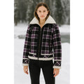HARLEY-DAVIDSON Purple Black Plaid Fleece Sherpa Lined Coat Moto Motorcycle S