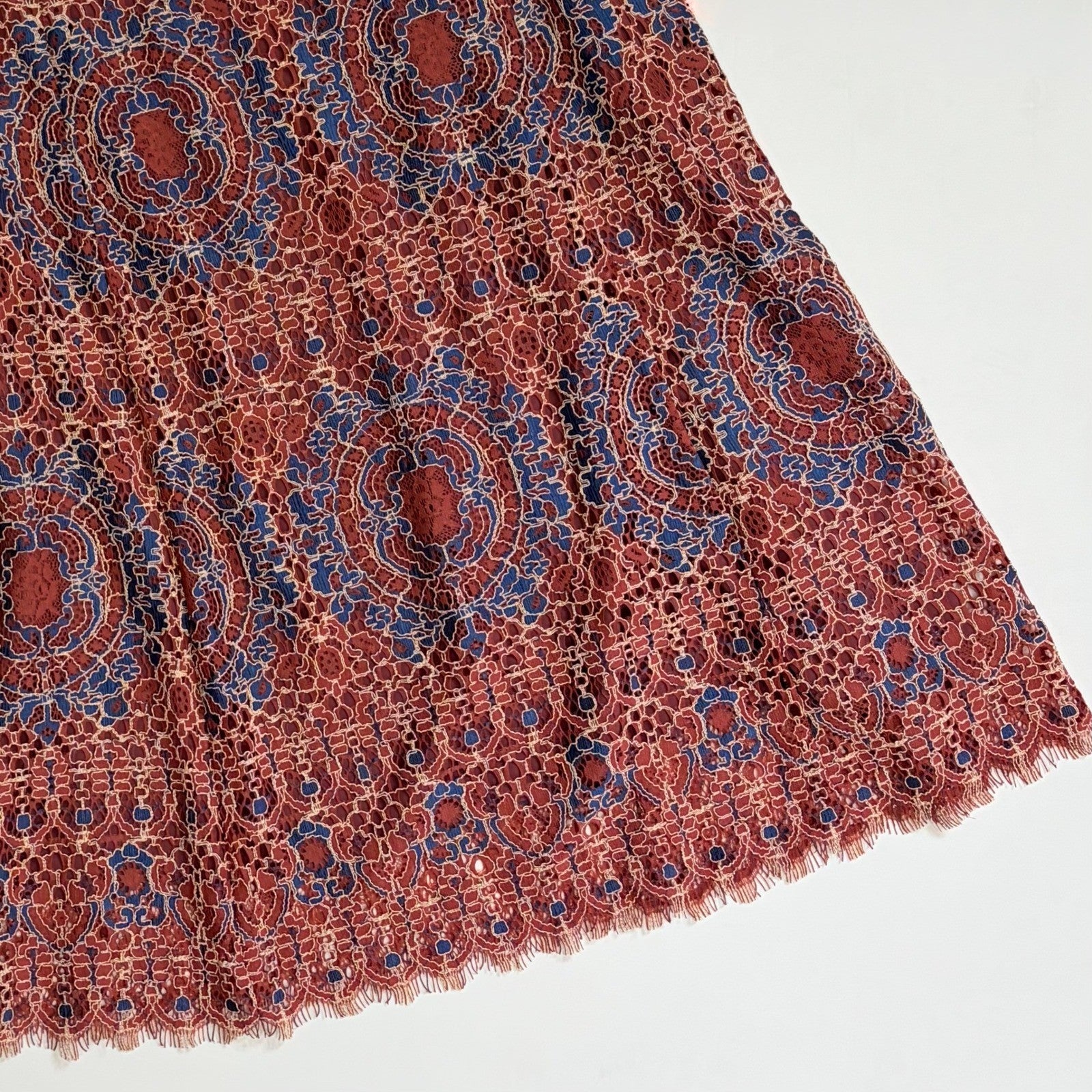 SUNDANCE Elisa Lace Skirt Bohemian Feminine Coquette Scalloped Hem Medium