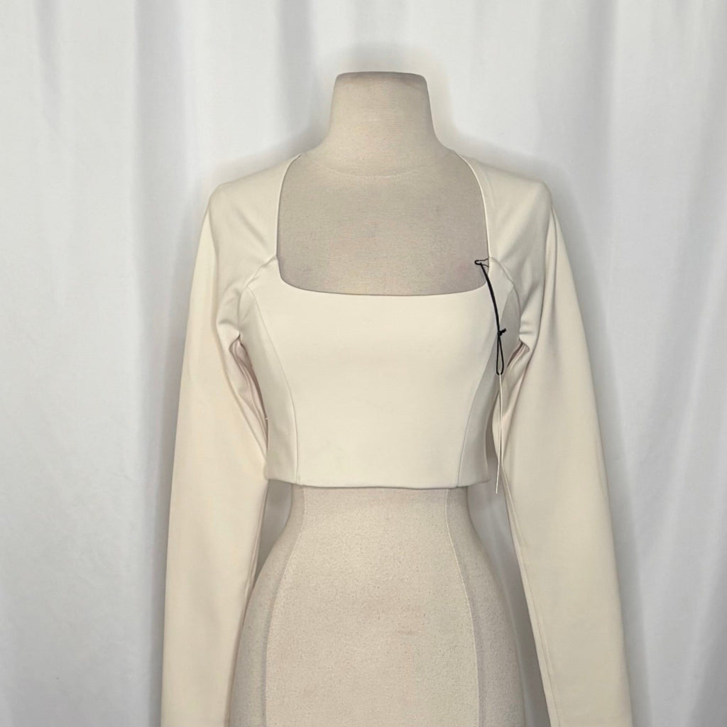 NWT!! GIRLFRIEND COLLECTIVE Kinsley Ivory Long Sleeve Cropped Top Medium