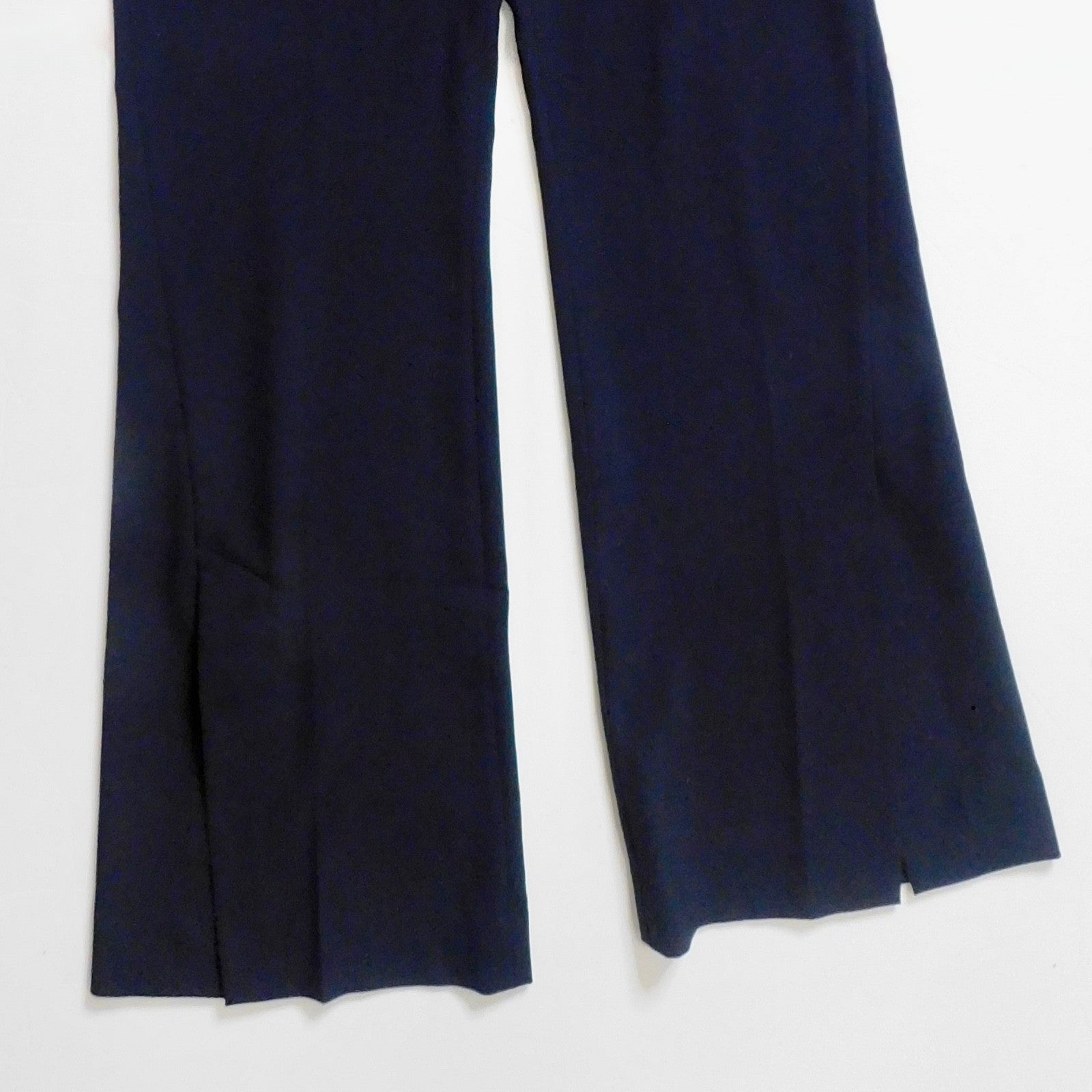 NANUSHKA Tulip Cady Flared Trousers Navy Blue Solid Slit Legs Office Small