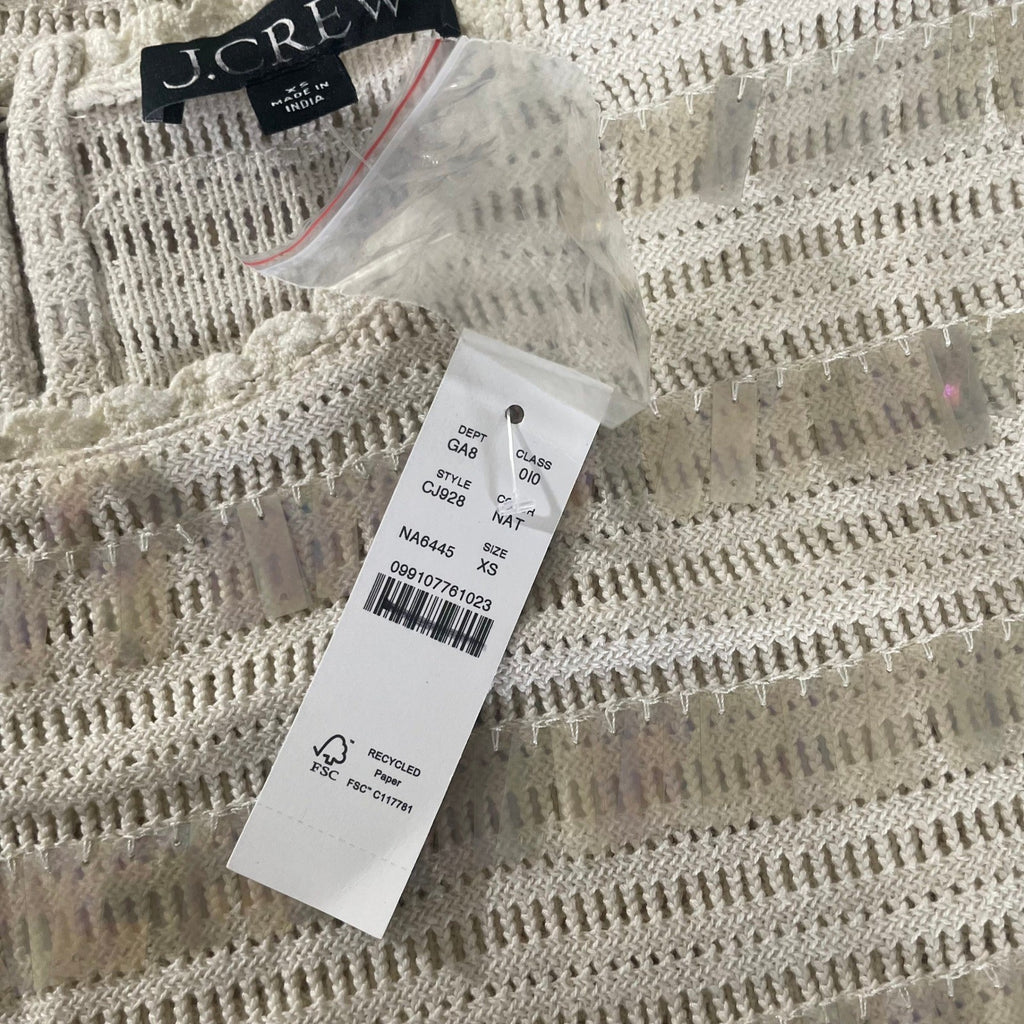NWT!! J. CREW Crochet Shirt Shimmery Sequins Knit Party Glam Preppy X-Small