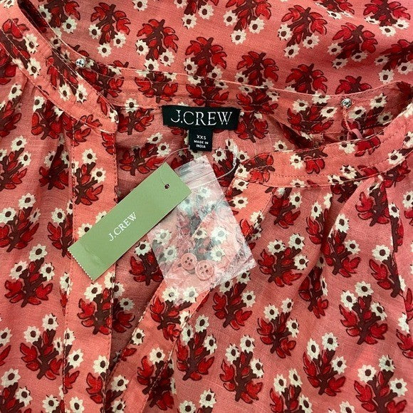 NWT!! J. CREW Cabana Mini Dress Block Print Ramie Coral Multi Cover Up XX-Small