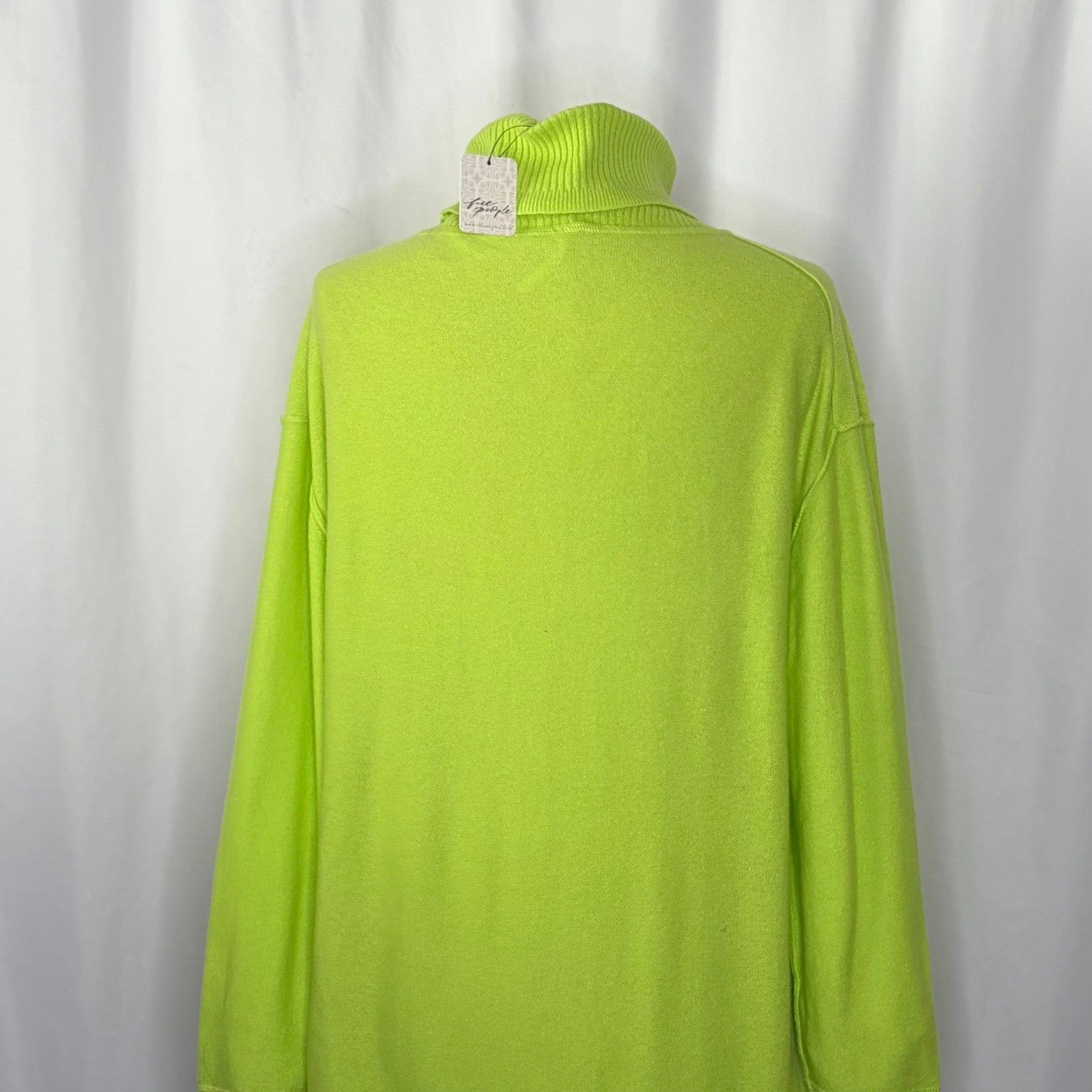 NWT!! FREE PEOPLE Treasure Turtleneck Cashmere Sweater Lime Punch Knit Large