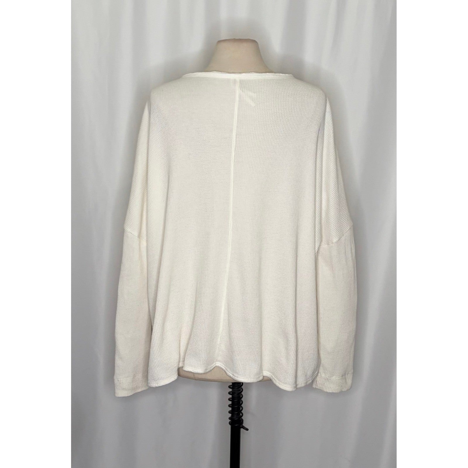 By ANTHROPOLOGIE Waffle Knit Oversized Top Shirt Pullover Pale Ivory Medium