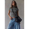 NWT!! FREE PEOPLE Black Leather Embellished Belt Bucket Bag Studded Studs Solid