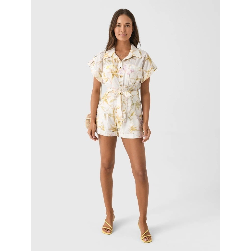 VANESSA BRUNO Eya Playsuit Floral Belted Cargo Pockets Vacation Size 38 / US 6