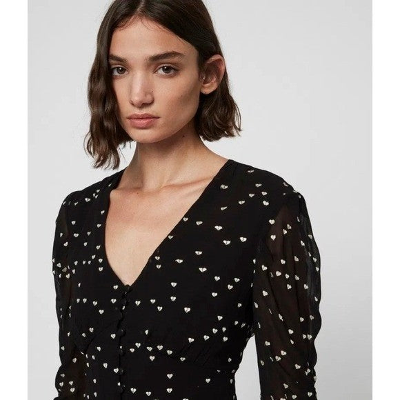 ALLSAINTS Malie Broken Heart Dress Embroidered Black Ivory All Saints Small