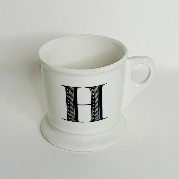ANTHROPOLOGIE Letter "H" Monogram Mug White Minimalist Coffee Tea Farmhouse H