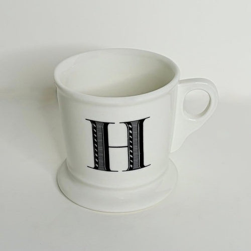 ANTHROPOLOGIE Letter "H" Monogram Mug White Minimalist Coffee Tea Farmhouse H
