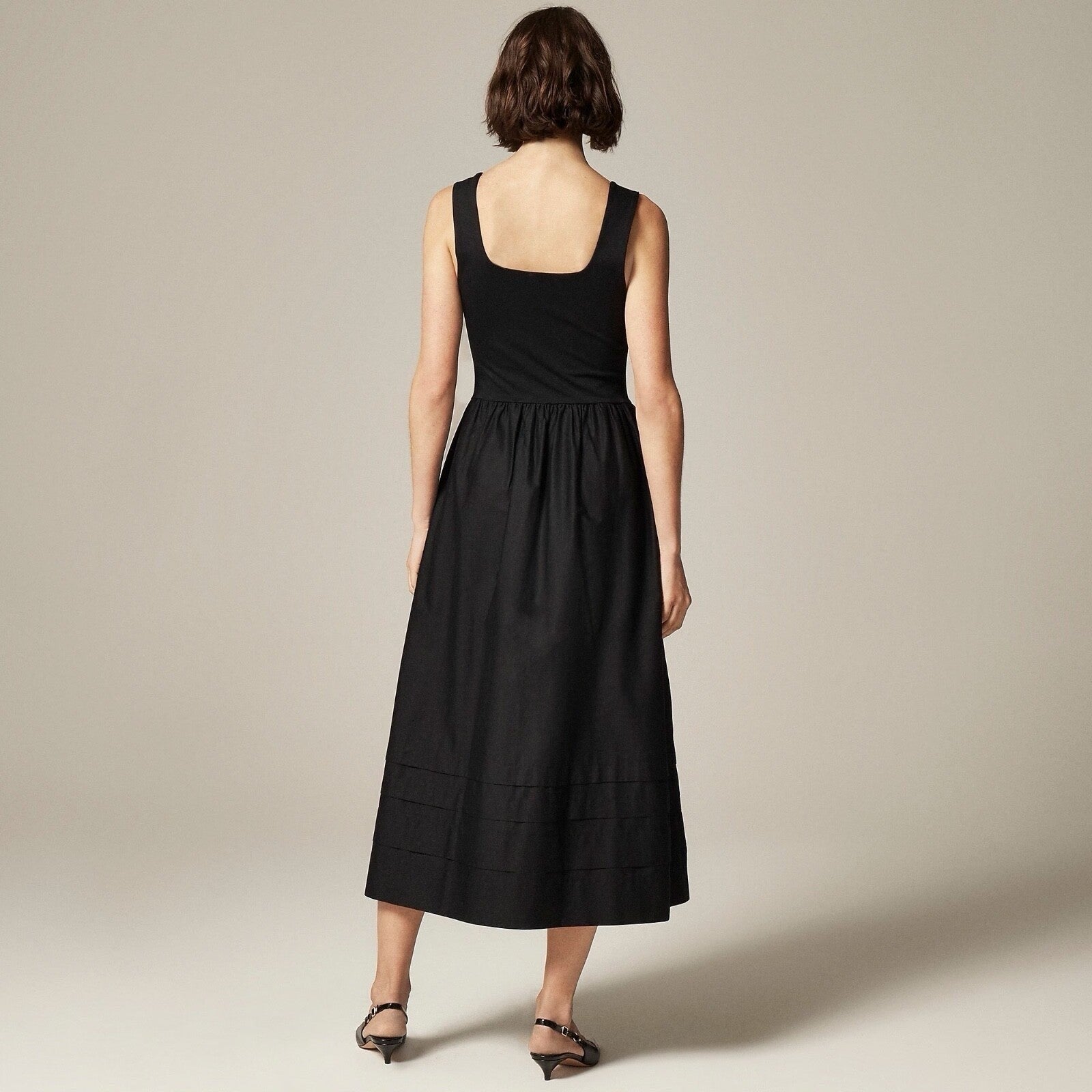 NWT!! J. CREW Black Drop-Waist Mixy Dress Tank Midi Dropwaist XST X-Small Tall