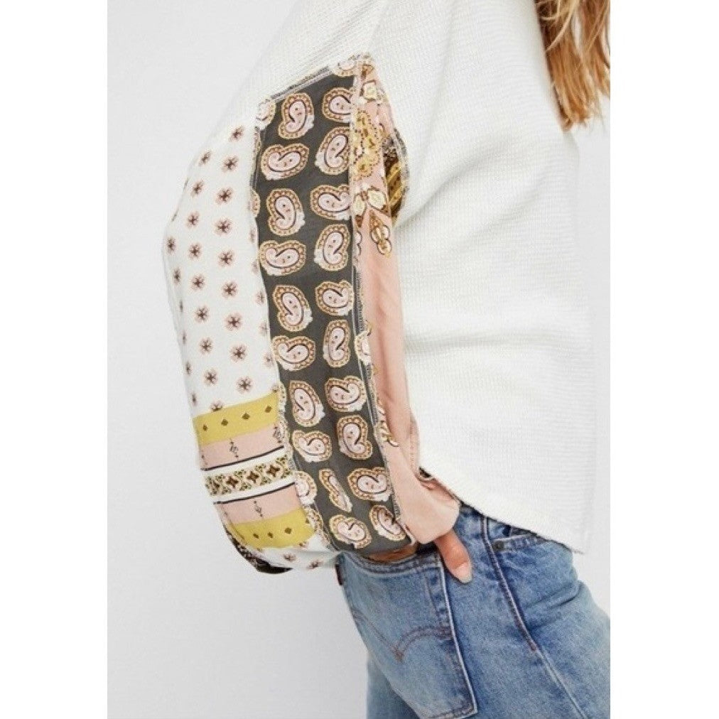 Free People WE THE FREE Blossom Thermal Top Shirt Bohemian Oversized Large
