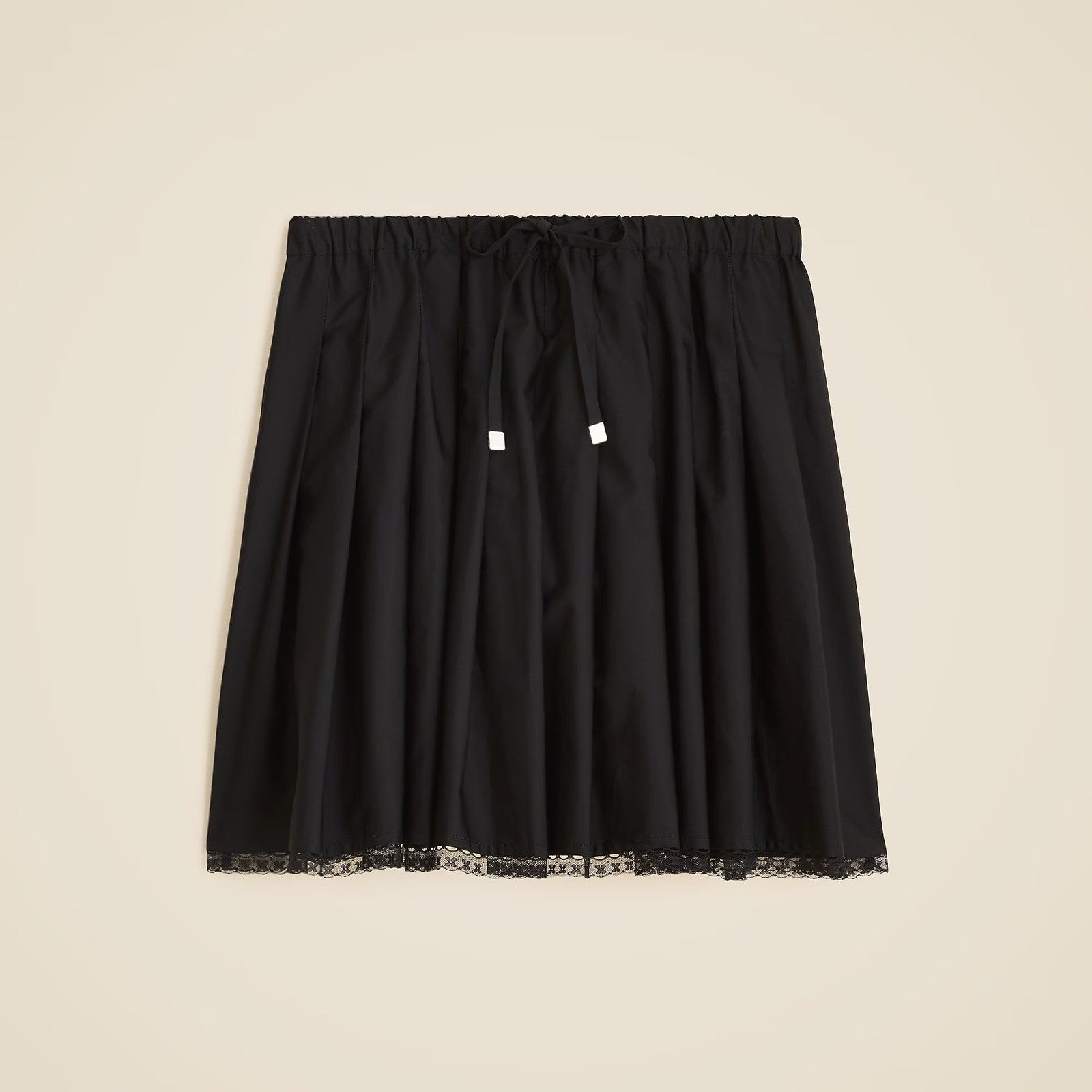 NWT!! J. CREW Pleated Tie Waist Mini Skirt Solid Black Poplin Pleated XL Tall