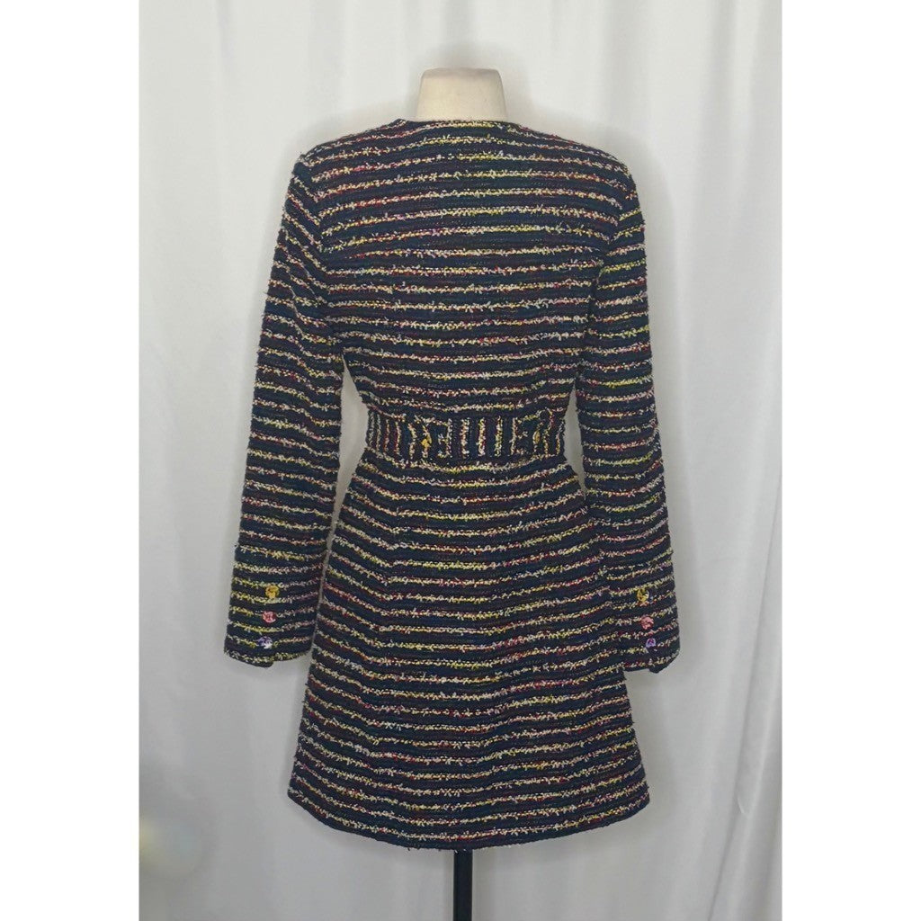 CABI Headline Topper Colorful Tweed Floral Belted Coat Preppy Style 5660 Size 2