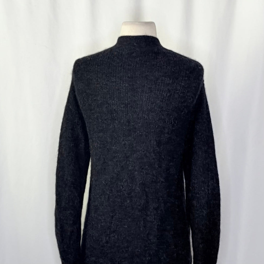 EVERLANE The Oversized Alpaca Cardigan Heathered Black Merino Wool Pockets Small