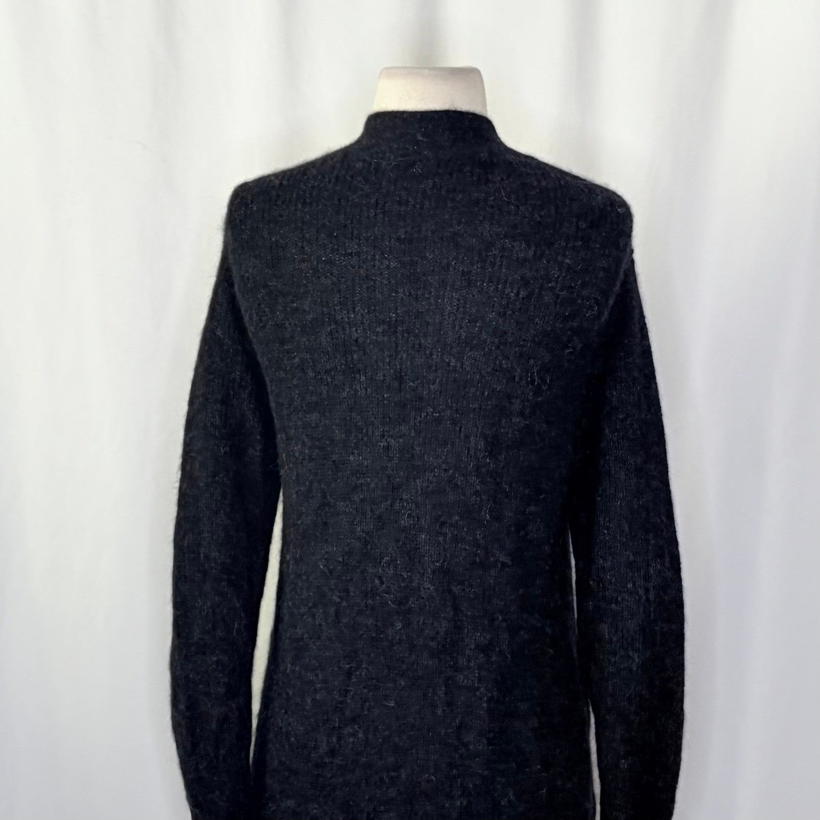 EVERLANE The Oversized Alpaca Cardigan Heathered Black Merino Wool Pockets Small