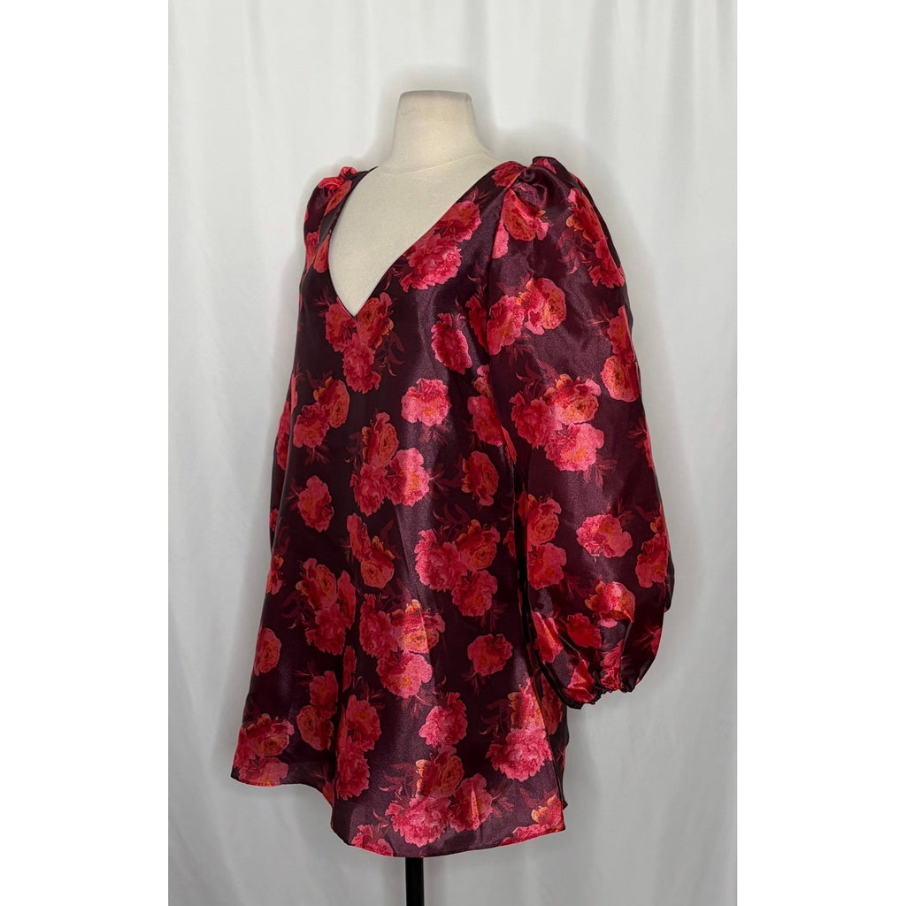 NWT!! Anthropologie BHLDN Aliana V Neck Floral Organza Mini Dress Large