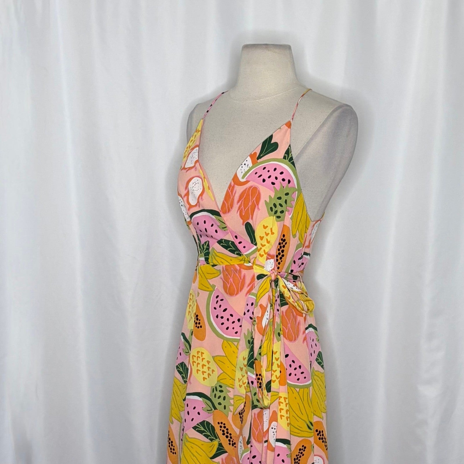 Anthropologie HUTCH Fruit High-Low Wrap Maxi Dress Glenne Tie Waist X-Small