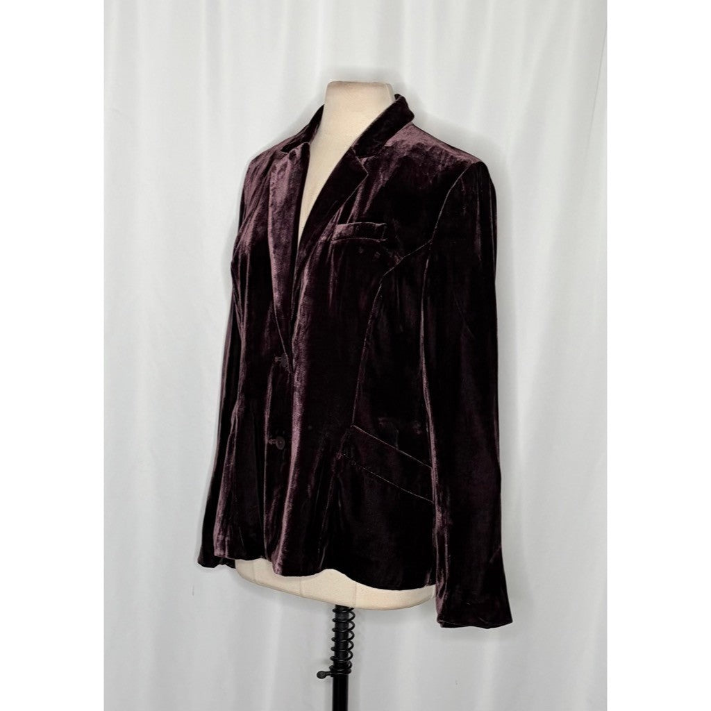 SUNDANCE Purple Silk Velvet Sofia Boyfriend Blazer Jacket Two Button Solid 10