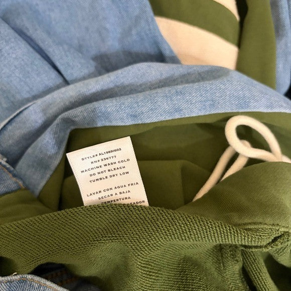 AUSTIN LANDING Sporty Jogger Jeans Green Stripes Denim Back Size 5 Juniors Small