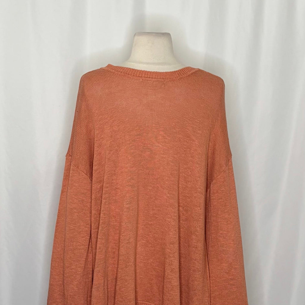 FREE PEOPLE Free-est V Neck Pullover Sweater Orange Knitwear Boho Bohemian Small
