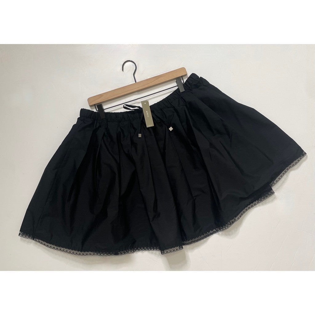 NWT!! J. CREW Pleated Tie Waist Mini Skirt Solid Black Poplin Pleated XL Tall