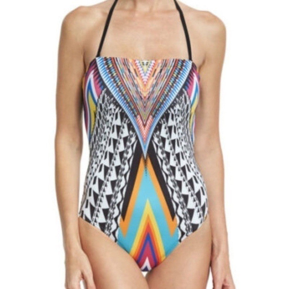 NWT!! PILYQ Inca Halter or Strapless One Piece Swimsuit Colorful Vacation Small