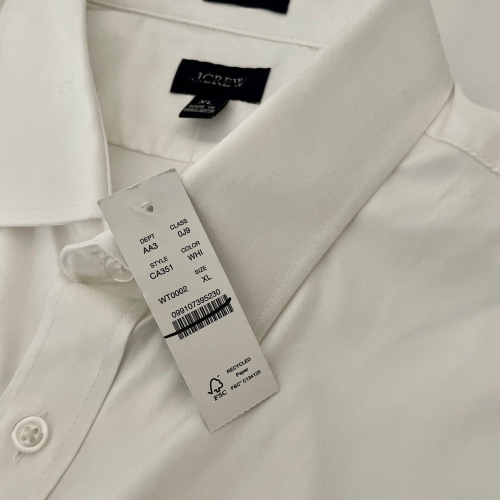 NWT!! J. CREW Slim Bowery Performance Stretch Dress Shirt Solid White X-Large