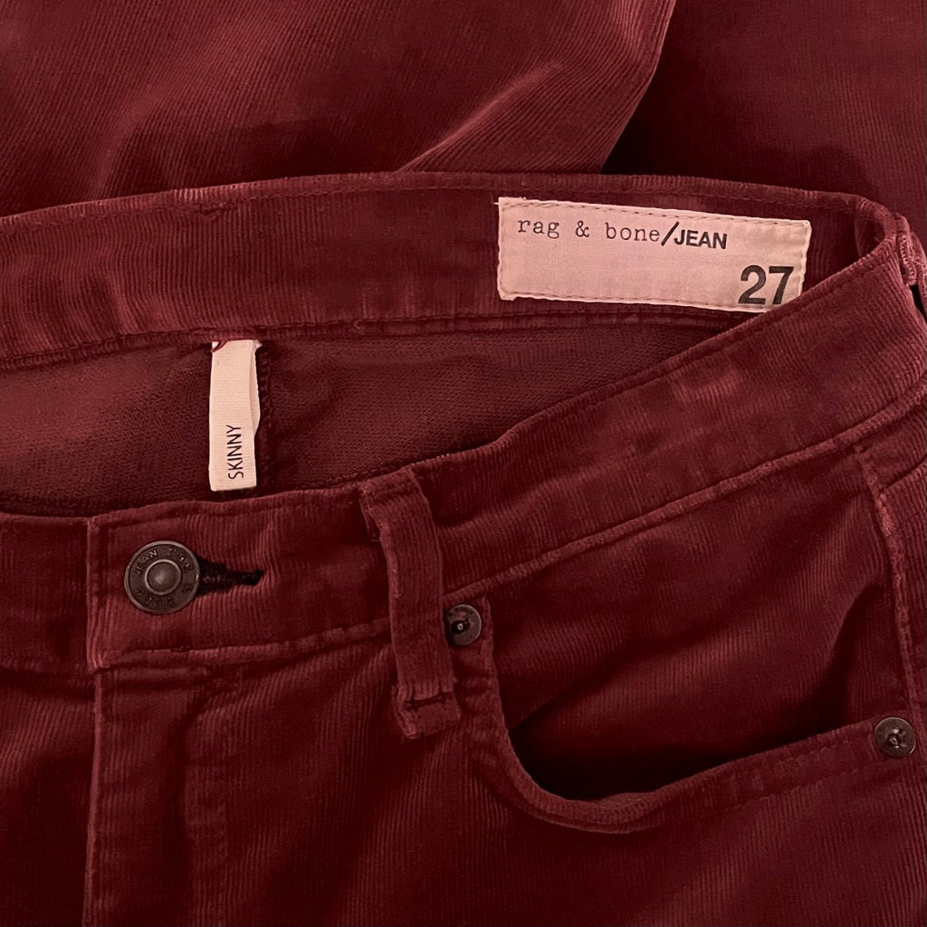 RAG & BONE The Skinny Cord Stretch Corduroy Pants Solid Clay Streetwear Size 27