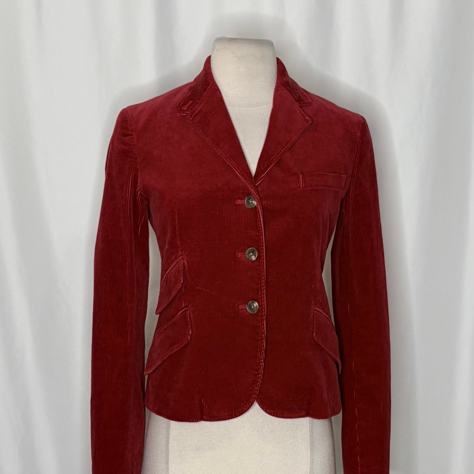RALPH LAUREN BLUE LABEL Red Corduroy Blazer Jacket Preppy Academia Size 2