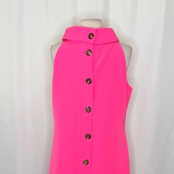 SAIL TO SABLE Hydra Hot Pink Cowl Portrait Neck Shift Dress Barbiecore Medium