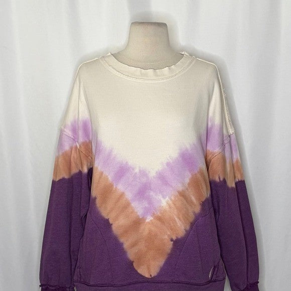 FP Movement FREE PEOPLE Ombre Metti Crew Sweatshirt Shirt Ombre Tie Dye Small