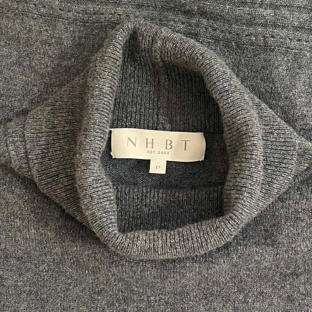 Inhabit NHBT Cashmere Rib Hem Turtleneck Sweater Charcoal Gray Size P X-Small