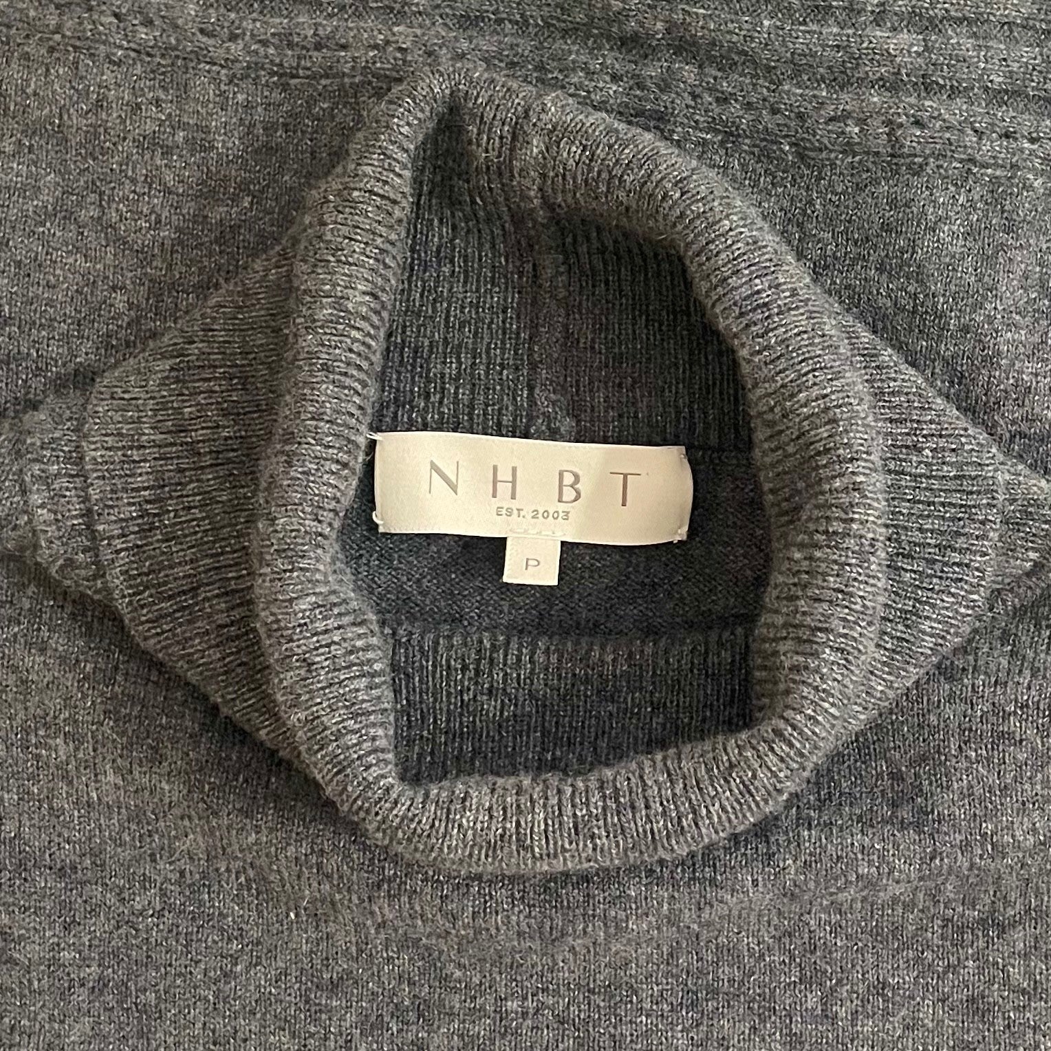 Inhabit NHBT Cashmere Rib Hem Turtleneck Sweater Charcoal Gray Size P X-Small