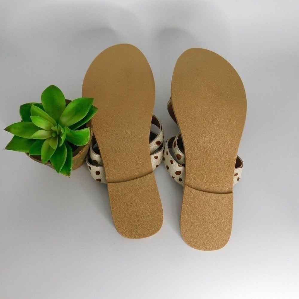NEW!! Anthropologie COCONUTS by Matisse Dotted Strappy Sandals Calf Hair Flats 7