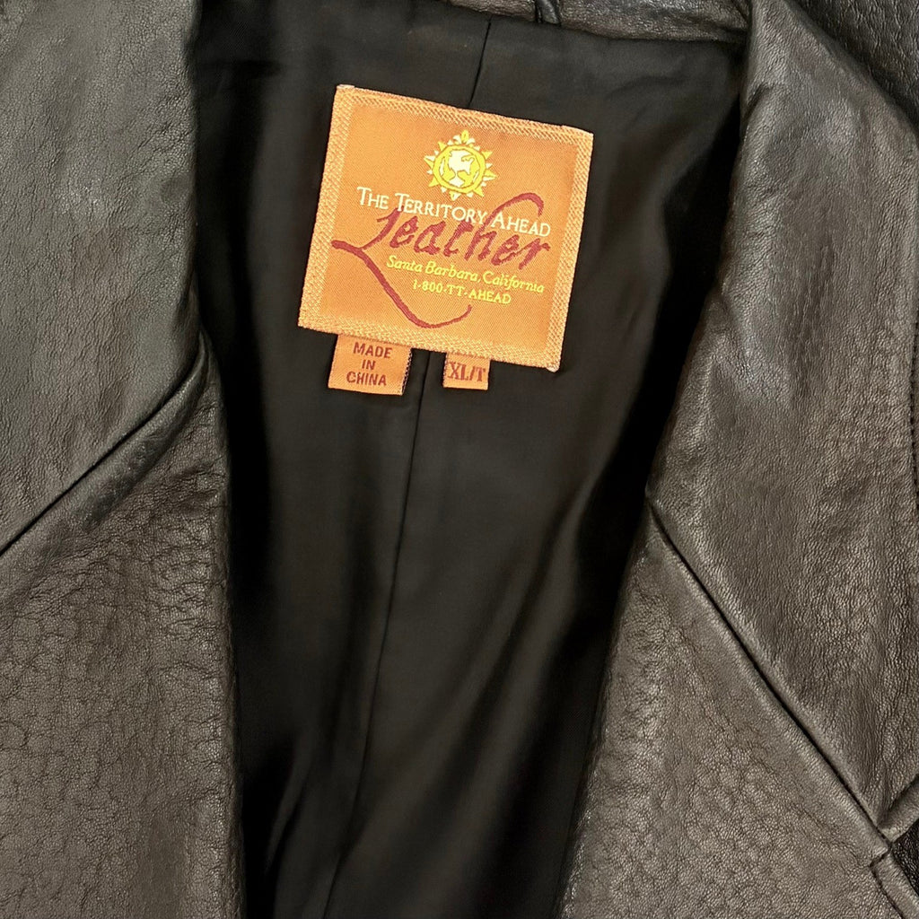 Vintage THE TERRITORY AHEAD Black Leather Jacket Blazer Solid X-Large Tall