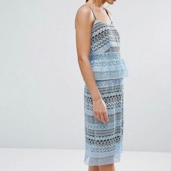 NWT!! LITTLE WHITE LIES Blue Crochet Lace Peplum Sheath Dress XX-Large XXL