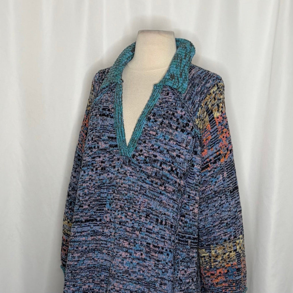 FREE PEOPLE Seasons Of Sun Mini Collared Pullover Knit Sweater Dress Small