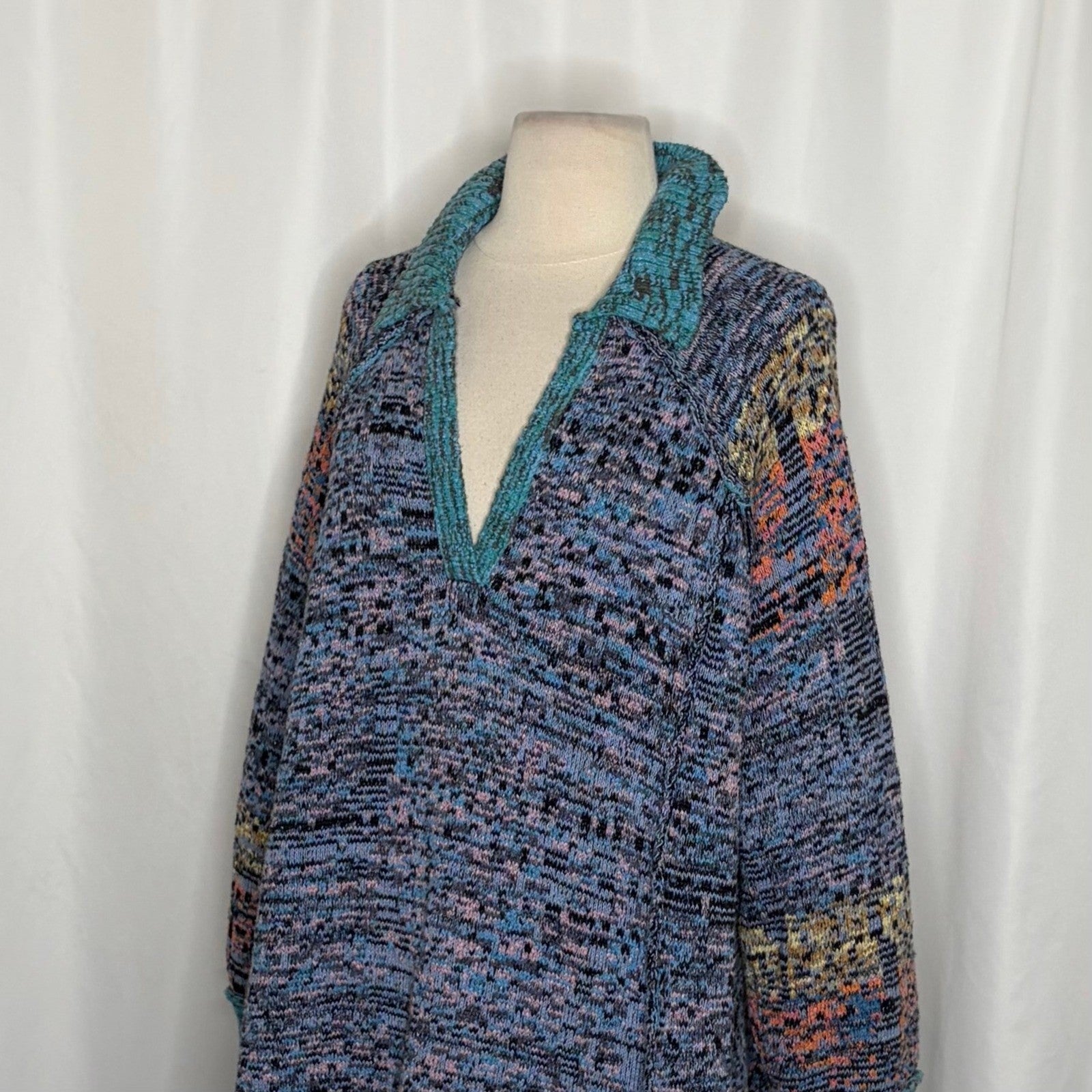 FREE PEOPLE Seasons Of Sun Mini Collared Pullover Knit Sweater Dress Small
