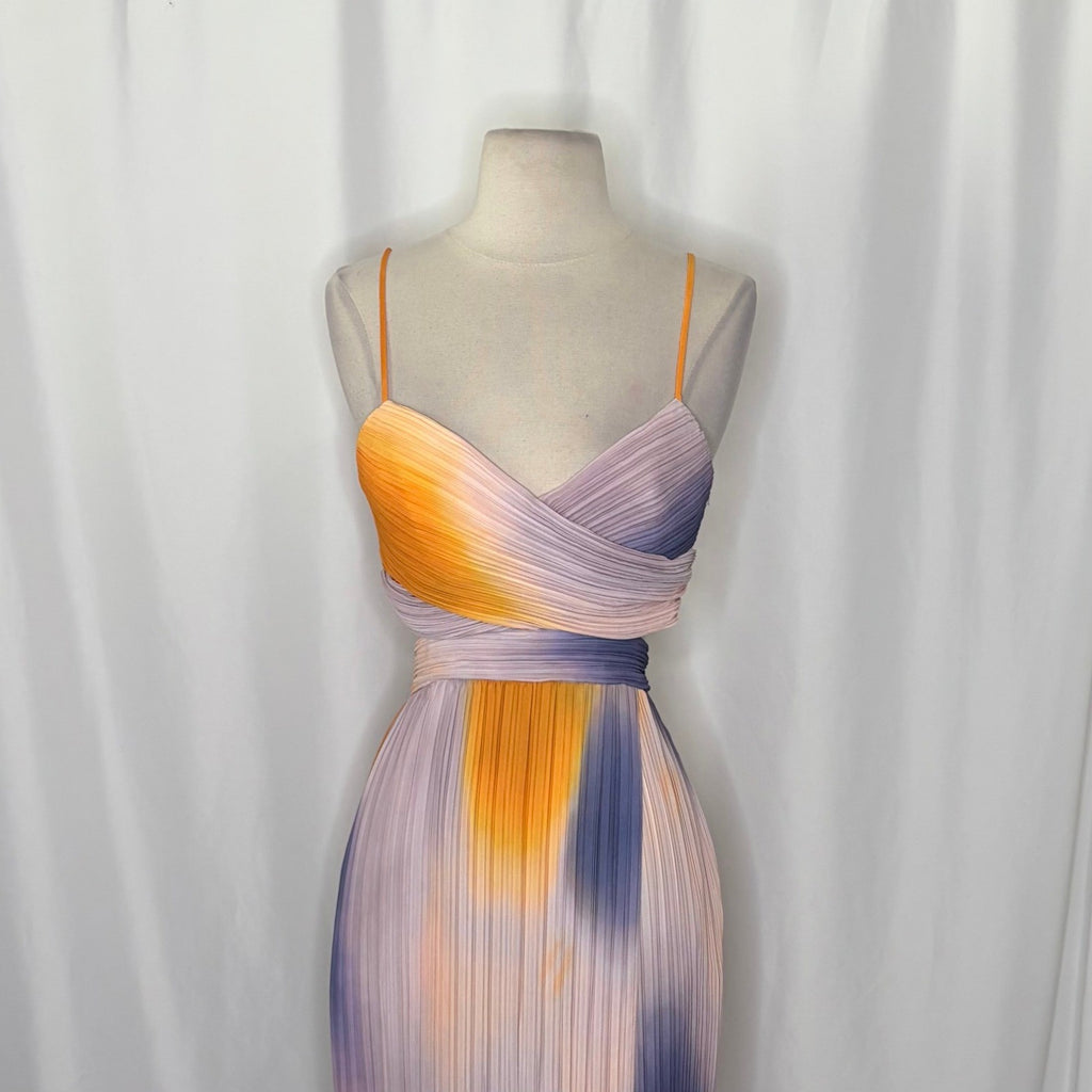 Revolve A.L.C. Sienna Dress Pastel Ombré Pleated Midi Dress Faux Wrap Size 6